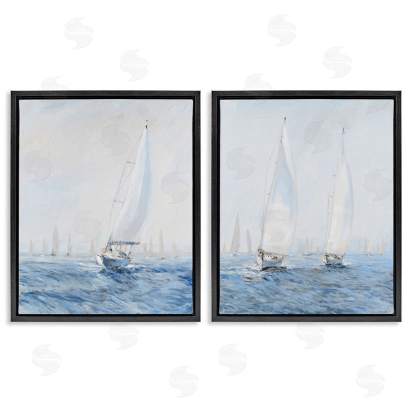 Stupell Industries Tim O'Toole | Serene Sailboats Floating Cloudy Sea Sky Painting Wall Art