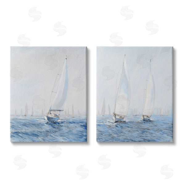 stupell industries Tim O'Toole | Serene Sailboats Floating Cloudy Sea Sky Painting Wall Art