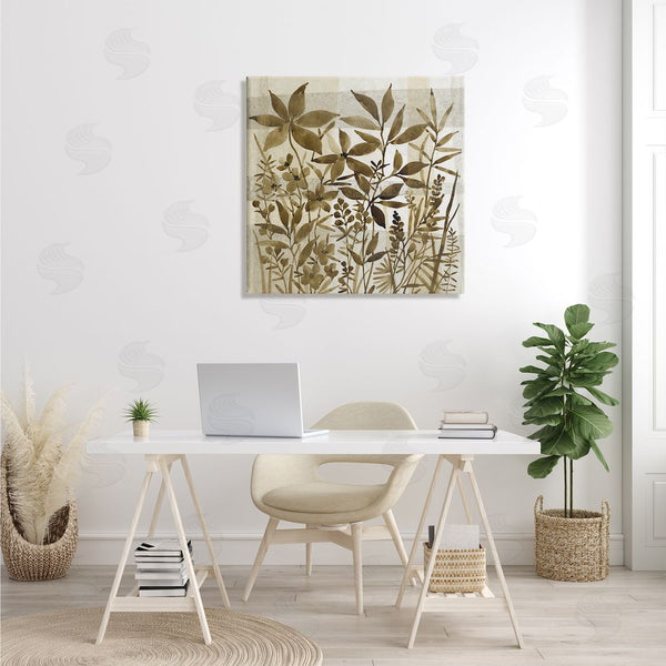 Stupell Industries Tim O'Toole | Vintage Wildflower Field Abstraction Brown Tan Plaid Wall Art