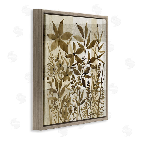 Stupell Industries Tim O'Toole | Vintage Wildflower Field Abstraction Brown Tan Plaid Wall Art