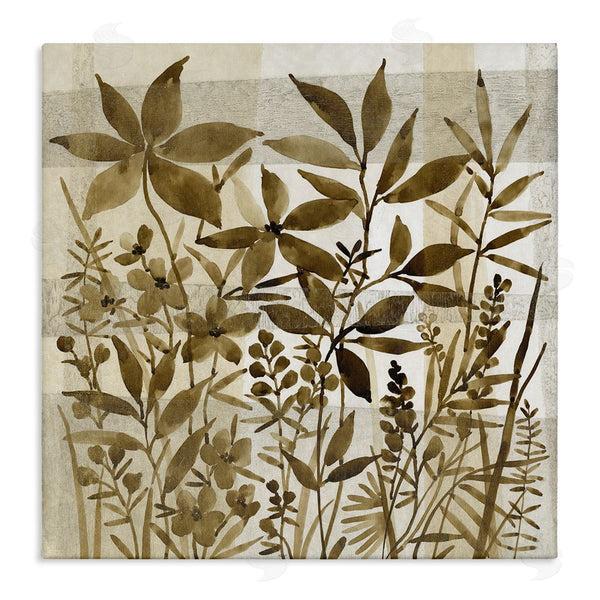 stupell industries Tim O'Toole | Vintage Wildflower Field Abstraction Brown Tan Plaid Wall Art