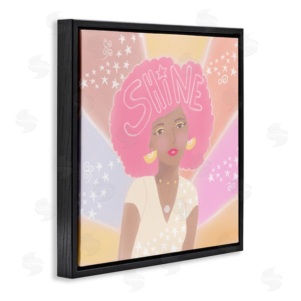 Stupell Industries Tina Devins | Playful Shine Phrase Girl With Afro Rainbow Stars Wall Art