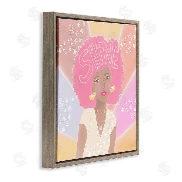 Stupell Industries Tina Devins | Playful Shine Phrase Girl With Afro Rainbow Stars Wall Art