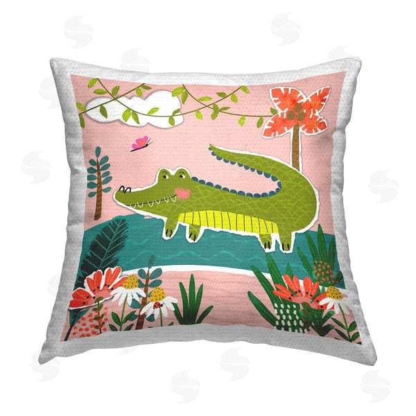 Stupell Industries Tina Finn | Alligator In Swamp Printed Throw Pillow