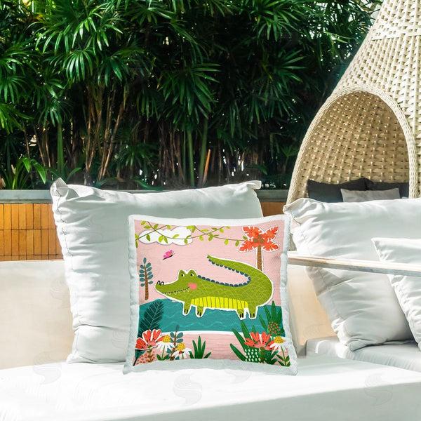 Stupell Industries Tina Finn | Alligator In Swamp Printed Throw Pillow