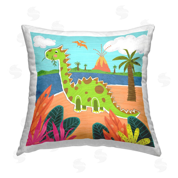 stupell industries Tina Finn | Dinosaur on Beach Printed Throw Pillow