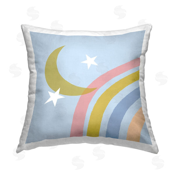 stupell industries Tina Finn | Rainbow And Moon Shape Printed Throw Pillow