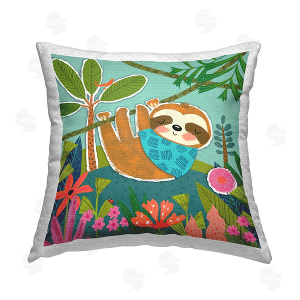 Stupell Industries Tina Finn | Sleepy Sloth In Nature Printed Throw Pillow