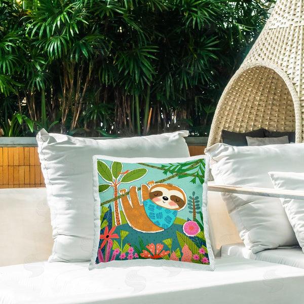 Stupell Industries Tina Finn | Sleepy Sloth In Nature Printed Throw Pillow