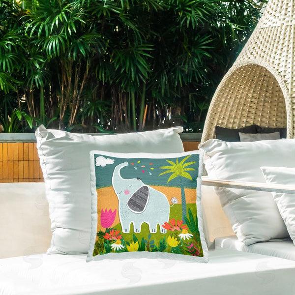 Stupell Industries Tina Finn | Tropical Elephant Scene Printed Throw Pillow