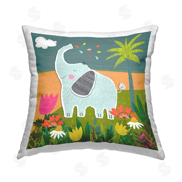 stupell industries Tina Finn | Tropical Elephant Scene Printed Throw Pillow
