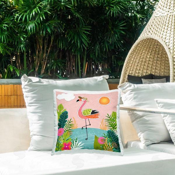 Stupell Industries Tina Finn | Tropical Flamingo Pond Printed Throw Pillow