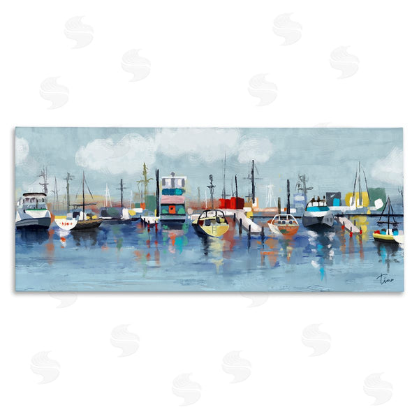 stupell industries Tina Finn | Varied Boats Docked Port Marina Wall Art
