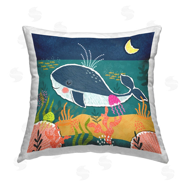 stupell industries Tina Finn | Whale At Nighttime Printed Throw Pillow