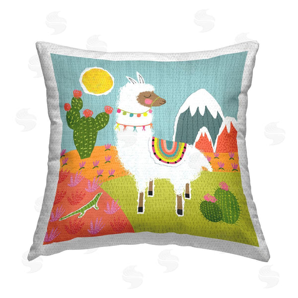 Stupell Industries Tina Finn | Whimsical Llama Scene Printed Throw Pillow