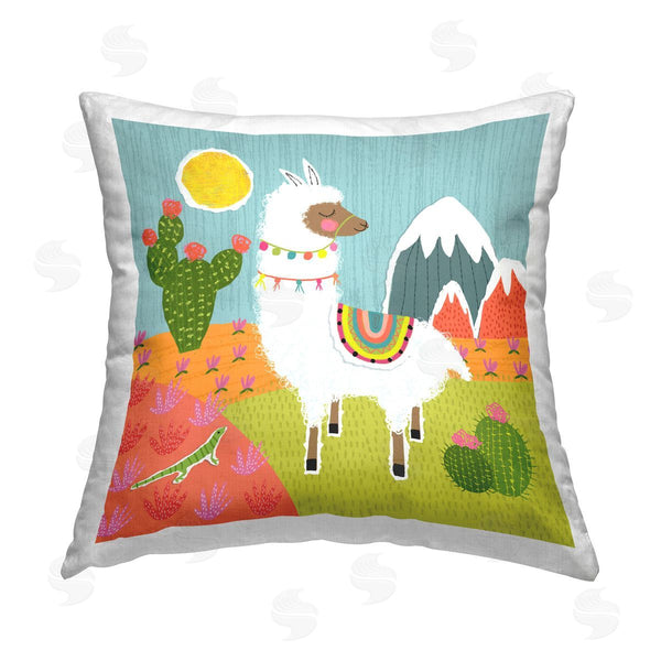 stupell industries Tina Finn | Whimsical Llama Scene Printed Throw Pillow