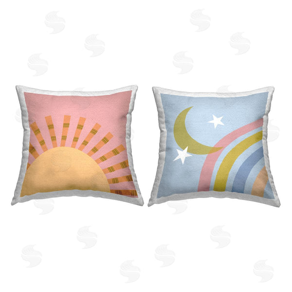 Stupell Industries Tina Finn | Whimsical Moon & Sun Printed Throw Pillow Set
