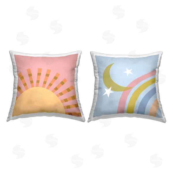 stupell industries Tina Finn | Whimsical Moon & Sun Printed Throw Pillow Set