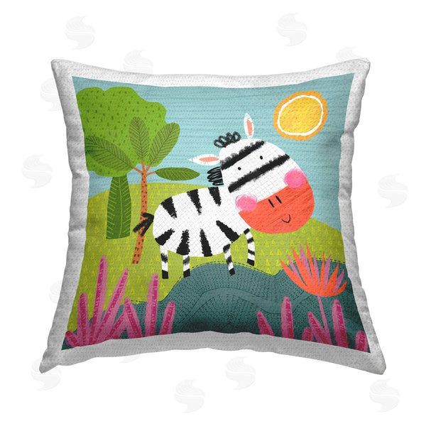 Stupell Industries Tina Finn | Whimsical Zebra In Nature Printed Throw Pillow