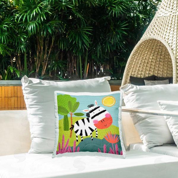 Stupell Industries Tina Finn | Whimsical Zebra In Nature Printed Throw Pillow