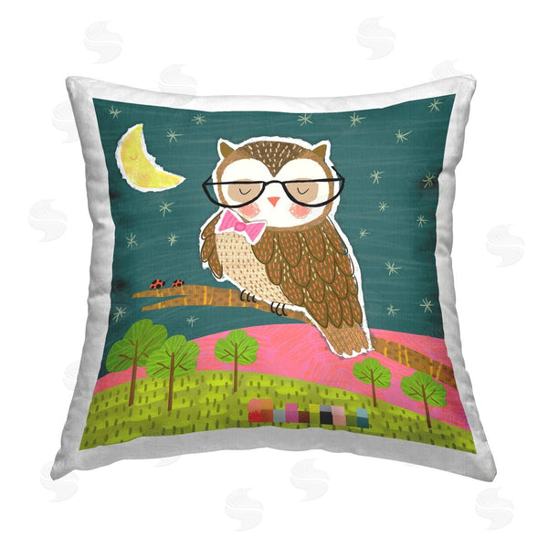 stupell industries Tina Finn | Wise Owl on Branch Printed Throw Pillow