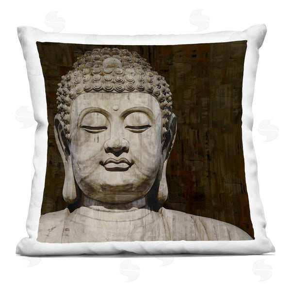 stupell industries Tom Bray | Calm Buddha Spiritual Shrine Figure Portrait Printed Throw Pillow