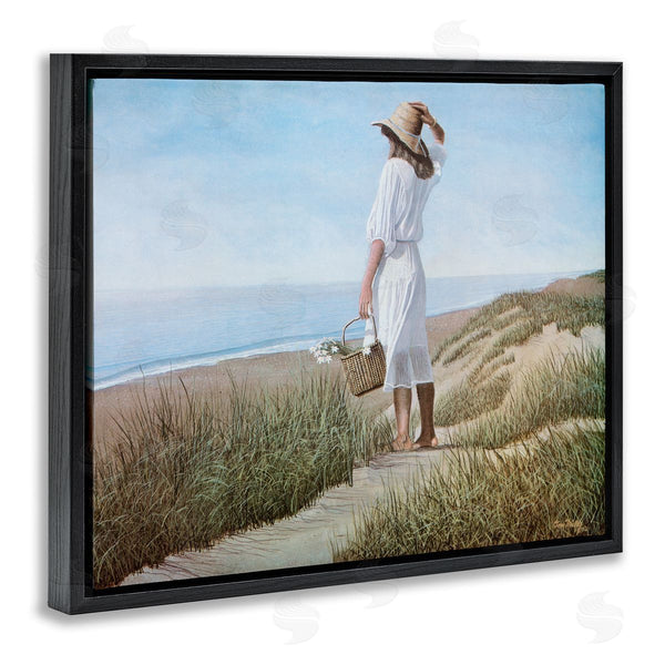 Stupell Industries Tom Mielko | Woman Enjoying Peaceful Beach Shore Landscape View Wall Art