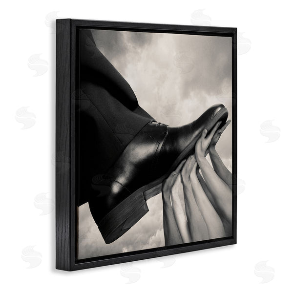 Stupell Industries Tommy Ingberg | Hands Holding Dress Shoe Monochrome Photography Clouds Wall Art