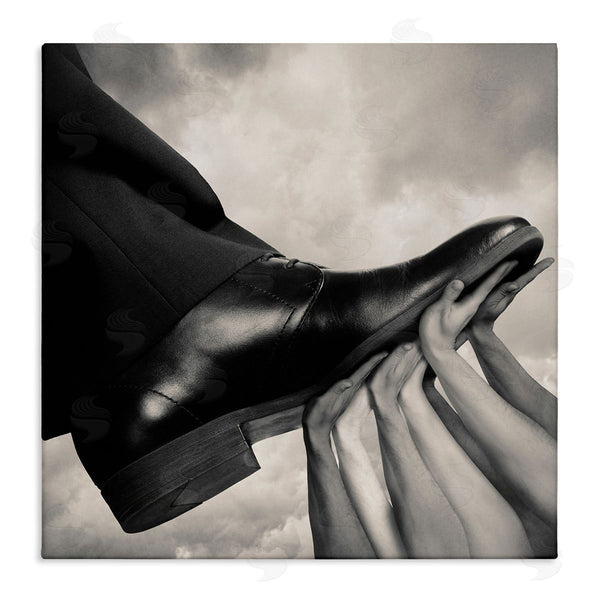 stupell industries Tommy Ingberg | Hands Holding Dress Shoe Monochrome Photography Clouds Wall Art