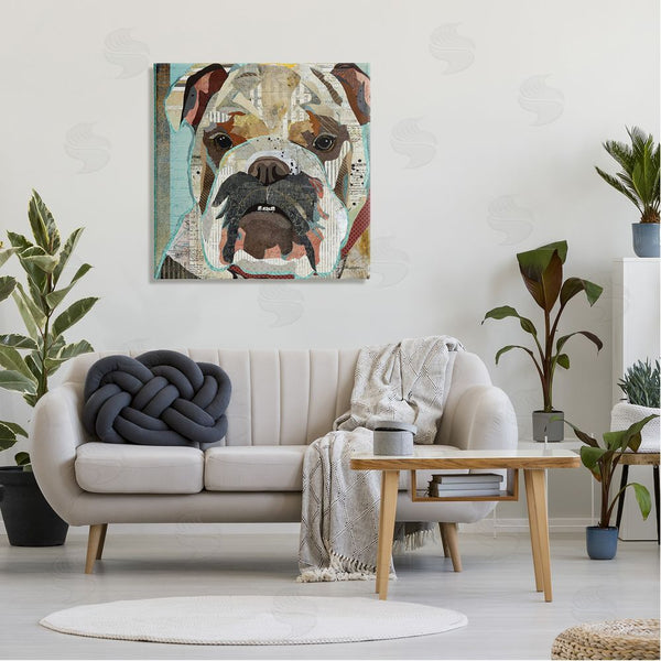 Stupell Industries Traci Anderson | Bulldog Pet Portrait Text Collage Wall Art