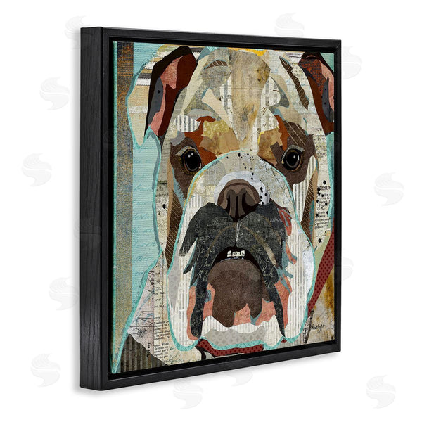 Stupell Industries Traci Anderson | Bulldog Pet Portrait Text Collage Wall Art