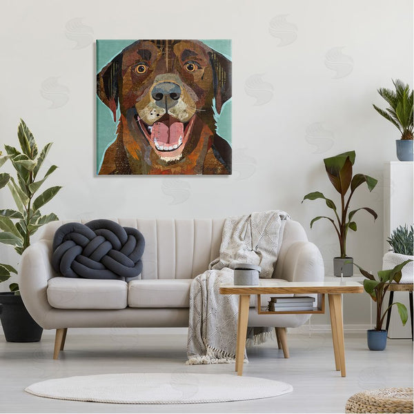 Stupell Industries Traci Anderson | Collaged Ephemera Dog Portrait Painting Brown Labrador Wall Art