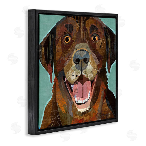 Stupell Industries Traci Anderson | Collaged Ephemera Dog Portrait Painting Brown Labrador Wall Art