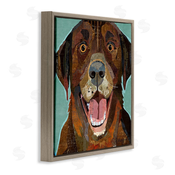 Stupell Industries Traci Anderson | Collaged Ephemera Dog Portrait Painting Brown Labrador Wall Art