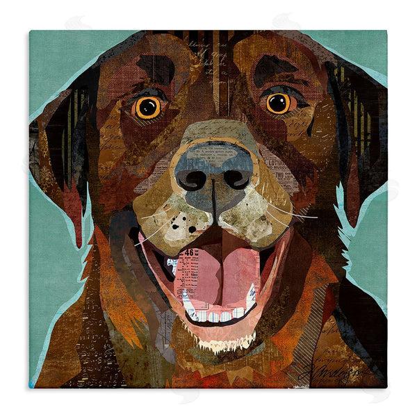 stupell industries Traci Anderson | Collaged Ephemera Dog Portrait Painting Brown Labrador Wall Art