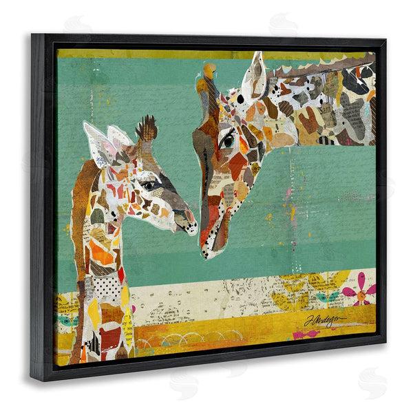 Stupell Industries Traci Anderson | Endearing Giraffe Family Layered Wildlife Animal Collage Wall Art