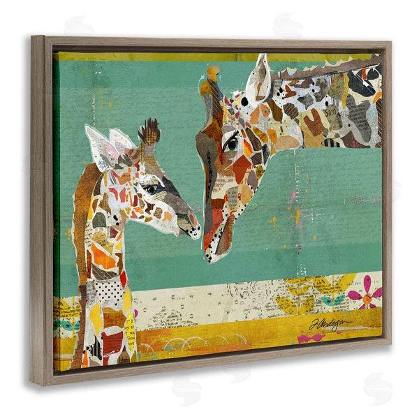 Stupell Industries Traci Anderson | Endearing Giraffe Family Layered Wildlife Animal Collage Wall Art