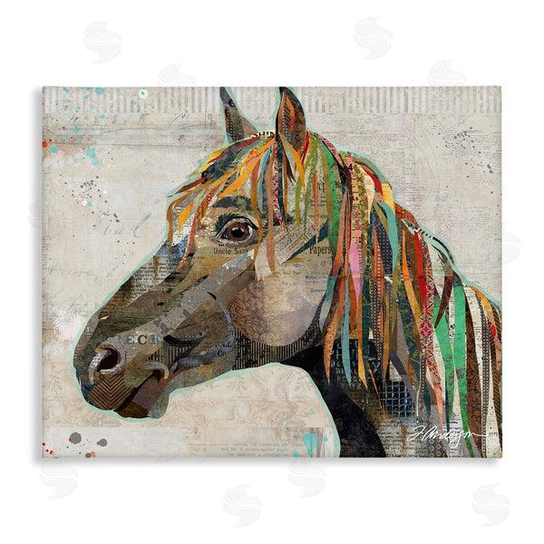 stupell industries Traci Anderson | Farm Horse Animal Portrait Varied Script Words Collage Wall Art