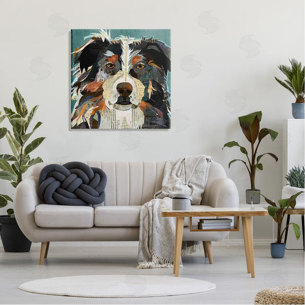 Stupell Industries Traci Anderson | Fluffy Dog Portrait Modern Script Collage Overlay Wall Art