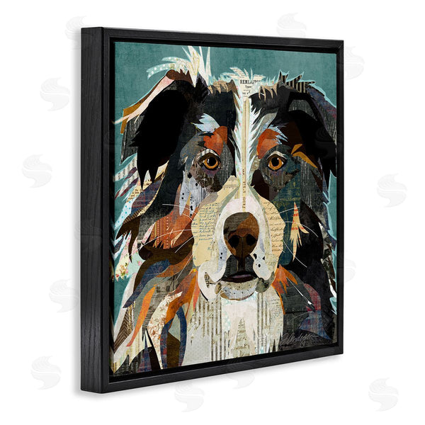 Stupell Industries Traci Anderson | Fluffy Dog Portrait Modern Script Collage Overlay Wall Art