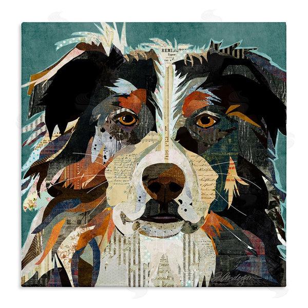 stupell industries Traci Anderson | Fluffy Dog Portrait Modern Script Collage Overlay Wall Art