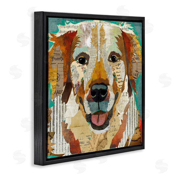 Stupell Industries Traci Anderson | Layered Dog Animal Portrait Ephemera Patchwork Collage Wall Art