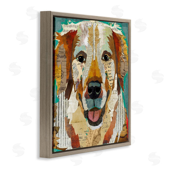 Stupell Industries Traci Anderson | Layered Dog Animal Portrait Ephemera Patchwork Collage Wall Art