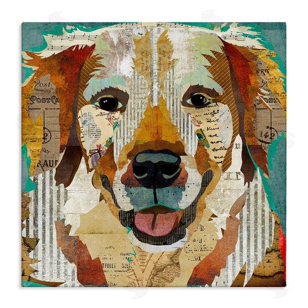 stupell industries Traci Anderson | Layered Dog Animal Portrait Ephemera Patchwork Collage Wall Art