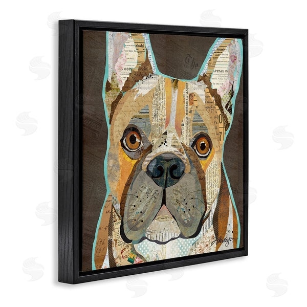 Stupell Industries Traci Anderson | Mixed Ephemera Animal Collage French Bulldog Portrait Wall Art