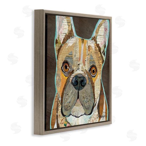 Stupell Industries Traci Anderson | Mixed Ephemera Animal Collage French Bulldog Portrait Wall Art