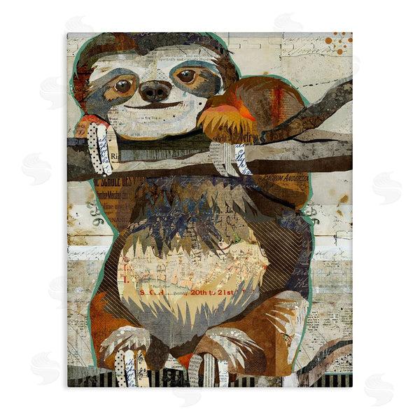 stupell industries Traci Anderson | Smiling Sloth Patchwork Collage Jungle Animal Portrait Wall Art