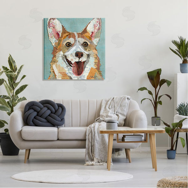 Stupell Industries Traci Anderson | Vintage Ephemera Corgi Portrait Collage Wall Art