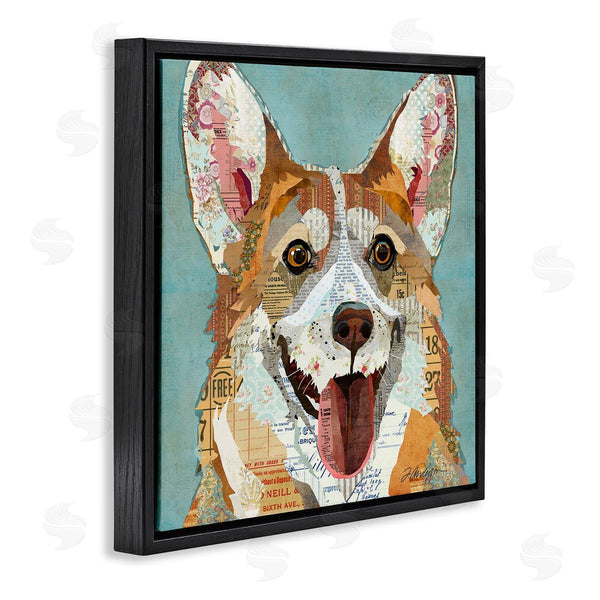 Stupell Industries Traci Anderson | Vintage Ephemera Corgi Portrait Collage Wall Art