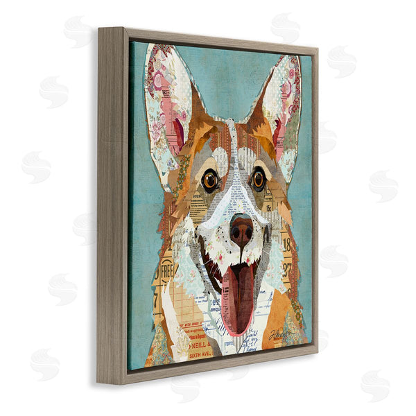 Stupell Industries Traci Anderson | Vintage Ephemera Corgi Portrait Collage Wall Art